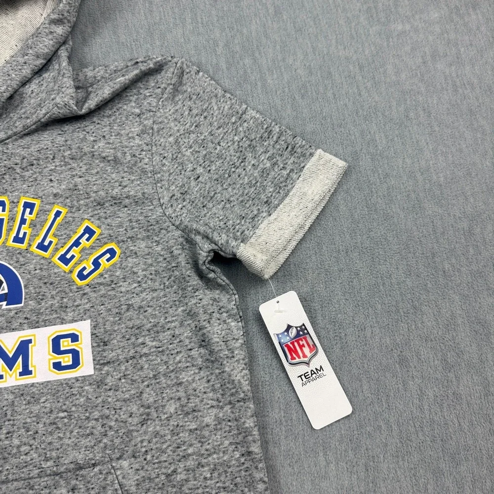 Los Angeles Rams Hoodie Youth Kids XL Gray Short Sleeve‎ NFL Team Apparel NWT